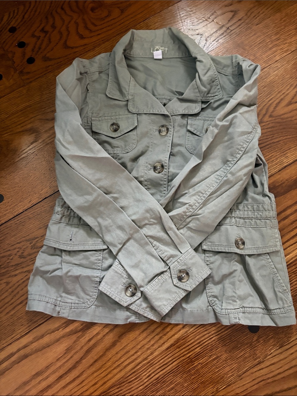 LOFT Olive Green Utility Jacket with Button Front